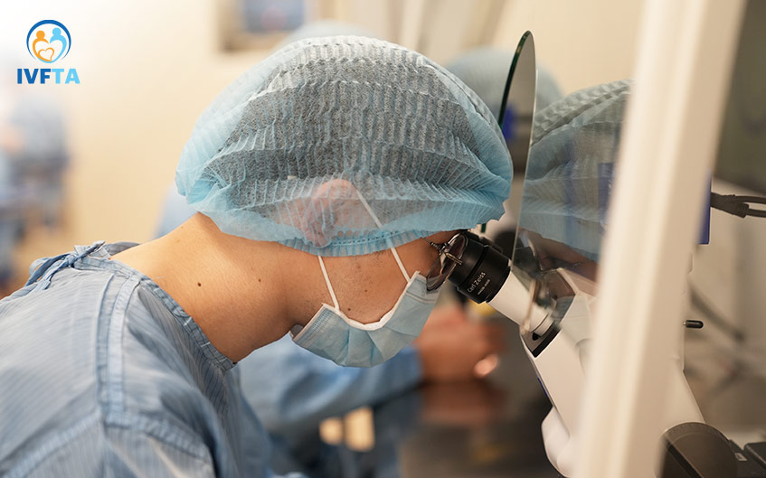 Chuyên viên phôi học tại IVF Tâm Anh đang thực hiện các phương pháp chọn lọc giao tử trước khi tạo phôi Chuyên viên phôi học tại IVF Tâm Anh đang thực hiện các phương pháp chọn lọc giao tử trước khi tạo phôi