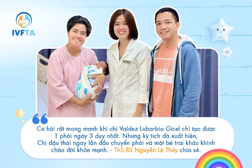 Tia hy vọng nhỏ bé đã giúp vợ chồng chị Gicel thành công có con của chính mình