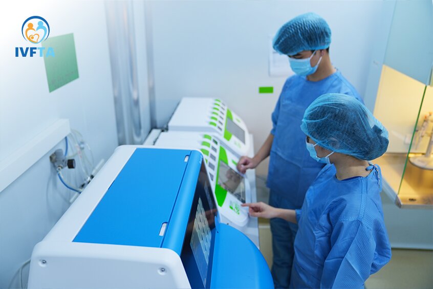 Trứng sau chọc hút được nuôi cấy và theo dõi phát triển phôi bằng công nghệ trí tuệ nhân tạo
