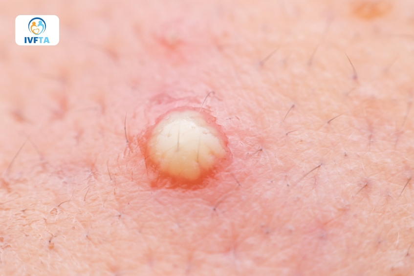 Hình ảnh về nốt mụn trắng xuất hiện trên da