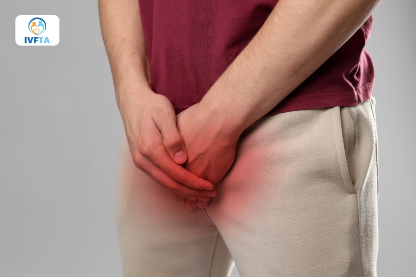 Mụn trắng ở bìu cũng có thể xuất hiện do nguyên nhân liên quan đến bệnh tình dục khiến nam giới mặc cảm