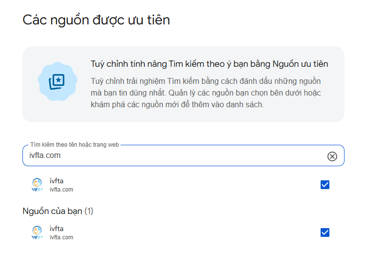 hướng dẫn chọn ivf tâm anh làm nguồn ưu tiên trên google